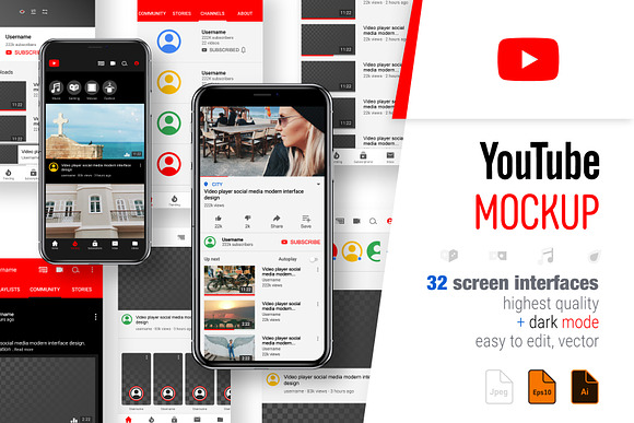YouTube Screen Interfaces in YouTube Templates - product preview 4