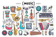 Vector set on the theme of music