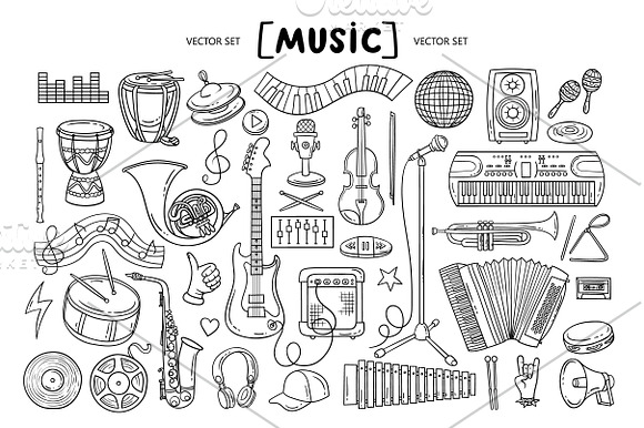 Vector set on the theme of music in Objects - product preview 1