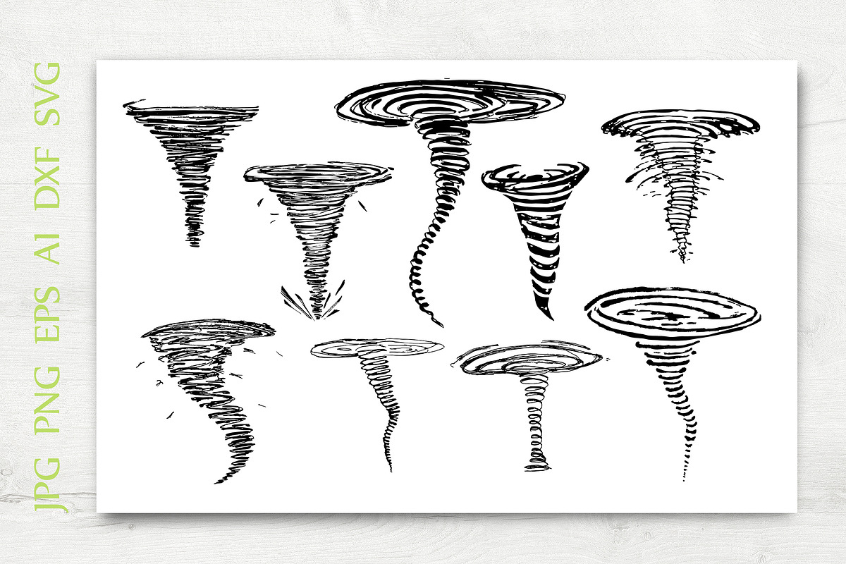 Vector Hand Drawn Tornado Set in Objects - product preview 8
