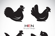 Vector group of hen design. Animal.