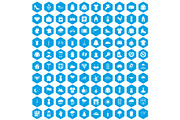100 clothing icons set blue