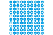 100 college icons set blue