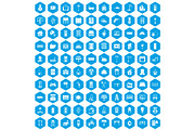 100 comfortable house icons set blue