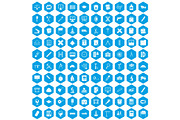 100 compass icons set blue