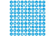 100 contact us icons set blue
