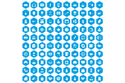100 cooking icons set blue