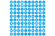 100 craft icons set blue