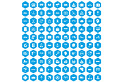 100 delivery icons set blue