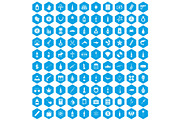 100 smuggling goods icons set blue