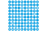 100 sneakers icons set blue