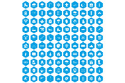 100 snow icons set blue