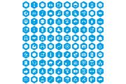 100 social media icons set blue
