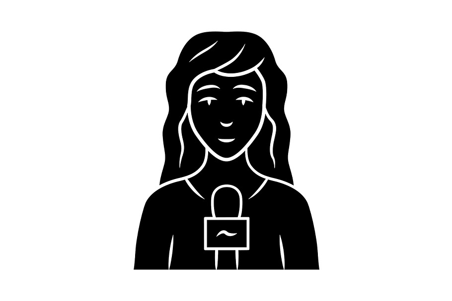Reporter woman glyph icon