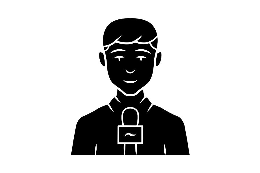Reporter man glyph icon in Icons - product preview 8