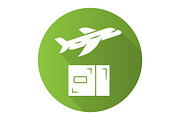 Delivery by plane green glyph icon