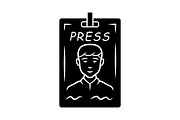 Press pass glyph icon