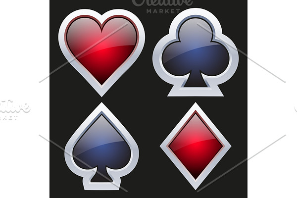 Crystal icon playing card suits
