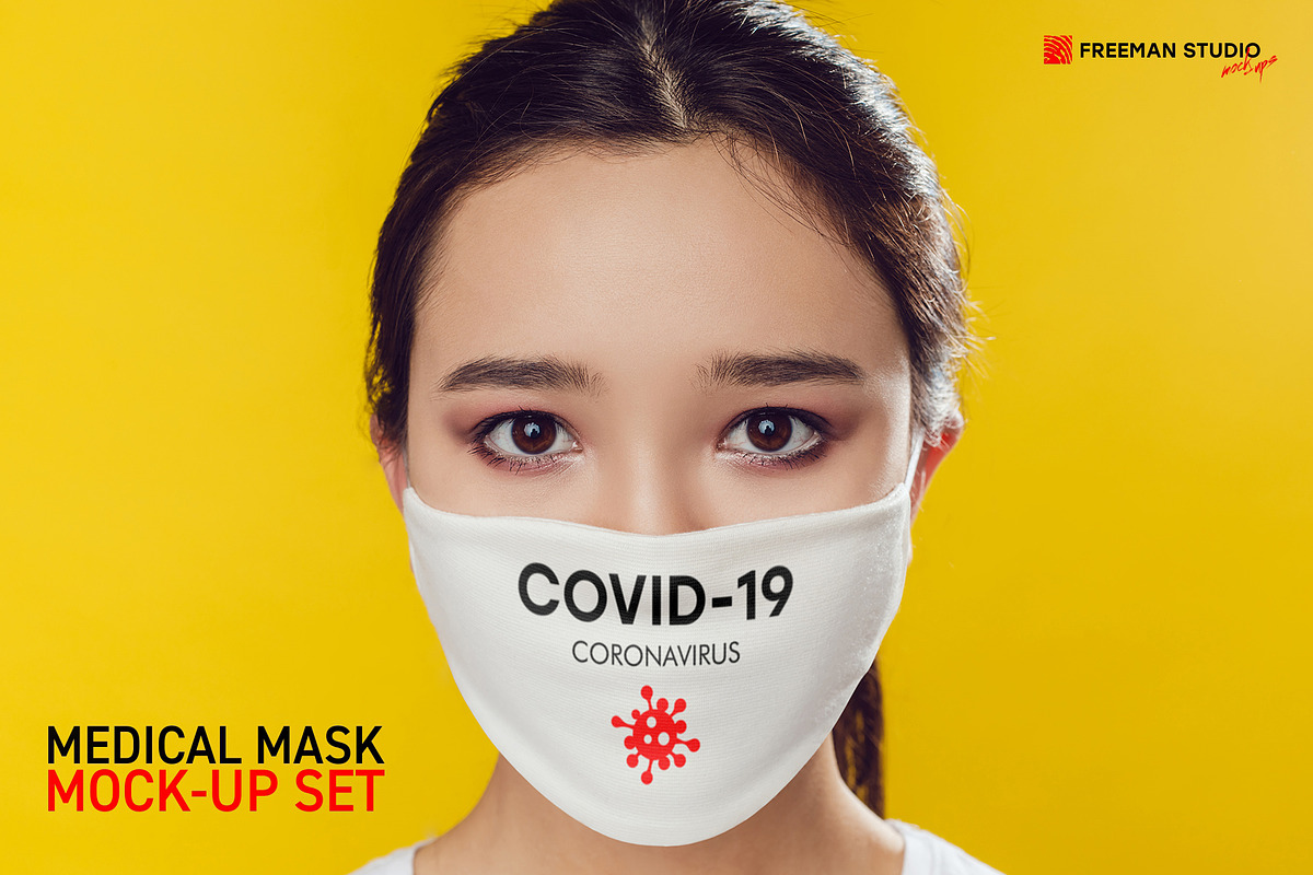 Medical Mask Mock-Up Set in Mockup Templates - product preview 8