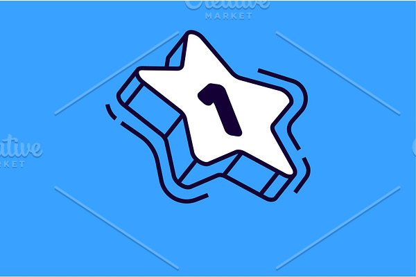 Isometric star with number one