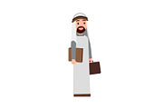 Muslim Man Holding Briefcase Vector