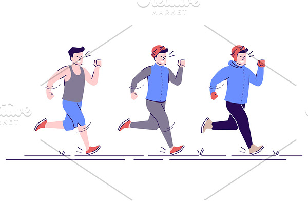 Jogging caucasian man illustration