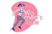 Womens race flat vector illustration