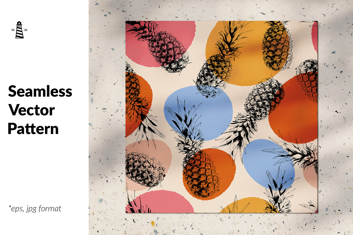 Pineapple seamless background in Patterns - product preview 8