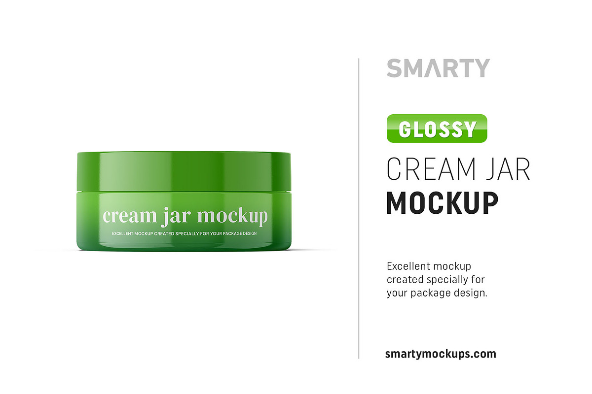 Glossy cream jar mockup 100ml in Product Mockups - product preview 8