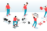 Isometric fitness infographics