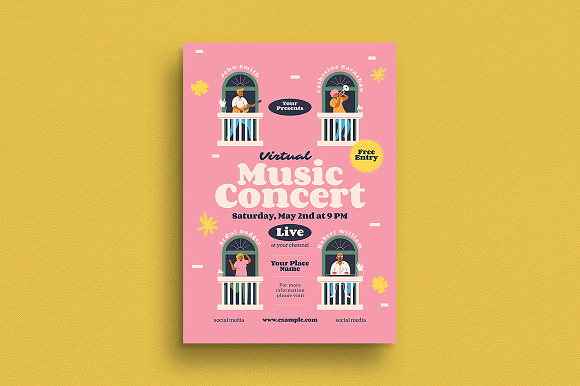 Virtual Music Concert Flyer Set in Flyer Templates - product preview 1