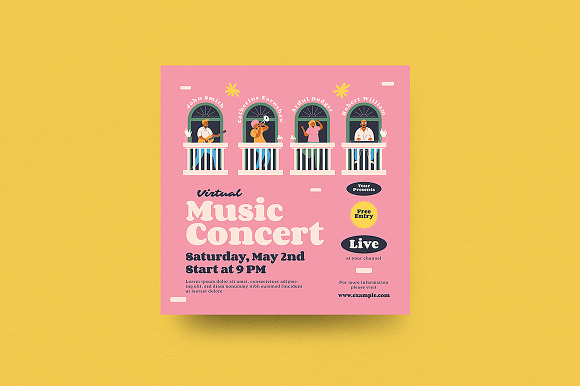 Virtual Music Concert Flyer Set in Flyer Templates - product preview 2