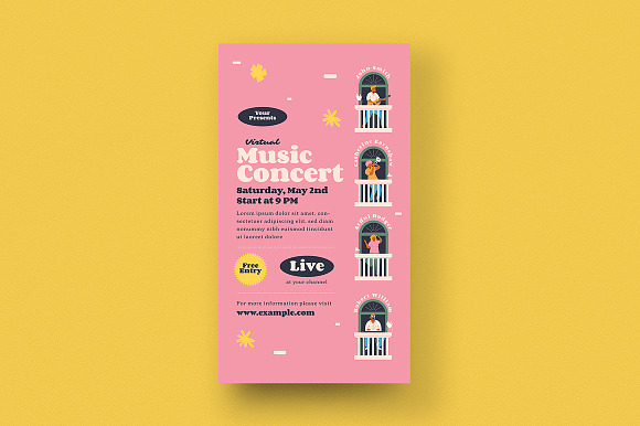Virtual Music Concert Flyer Set in Flyer Templates - product preview 3