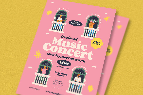 Virtual Music Concert Flyer Set in Flyer Templates - product preview 4