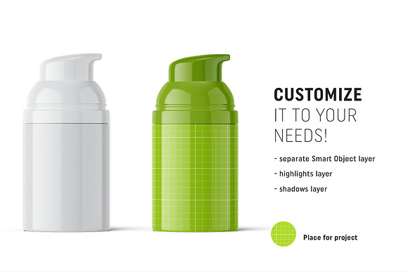 Glossy airless bottle mockup in Product Mockups - product preview 1