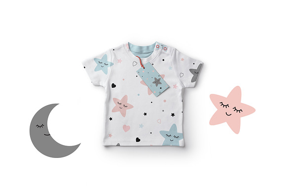 Stars and moon baby patterns set in Illustrations - product preview 1