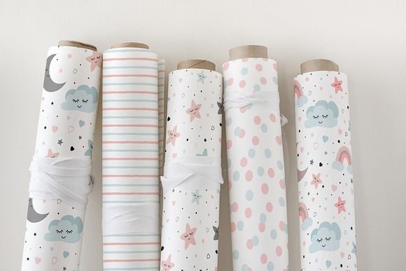 Stars and moon baby patterns set in Illustrations - product preview 2