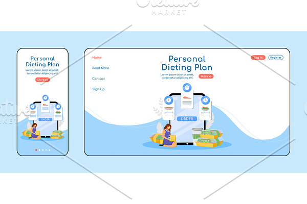 Personal dieting plan landing page