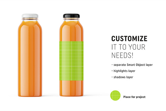 Carrot juice bottle mockup in Product Mockups - product preview 1