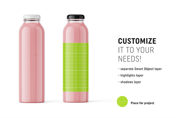 Smoothie bottle mockup in Product Mockups - product preview 1