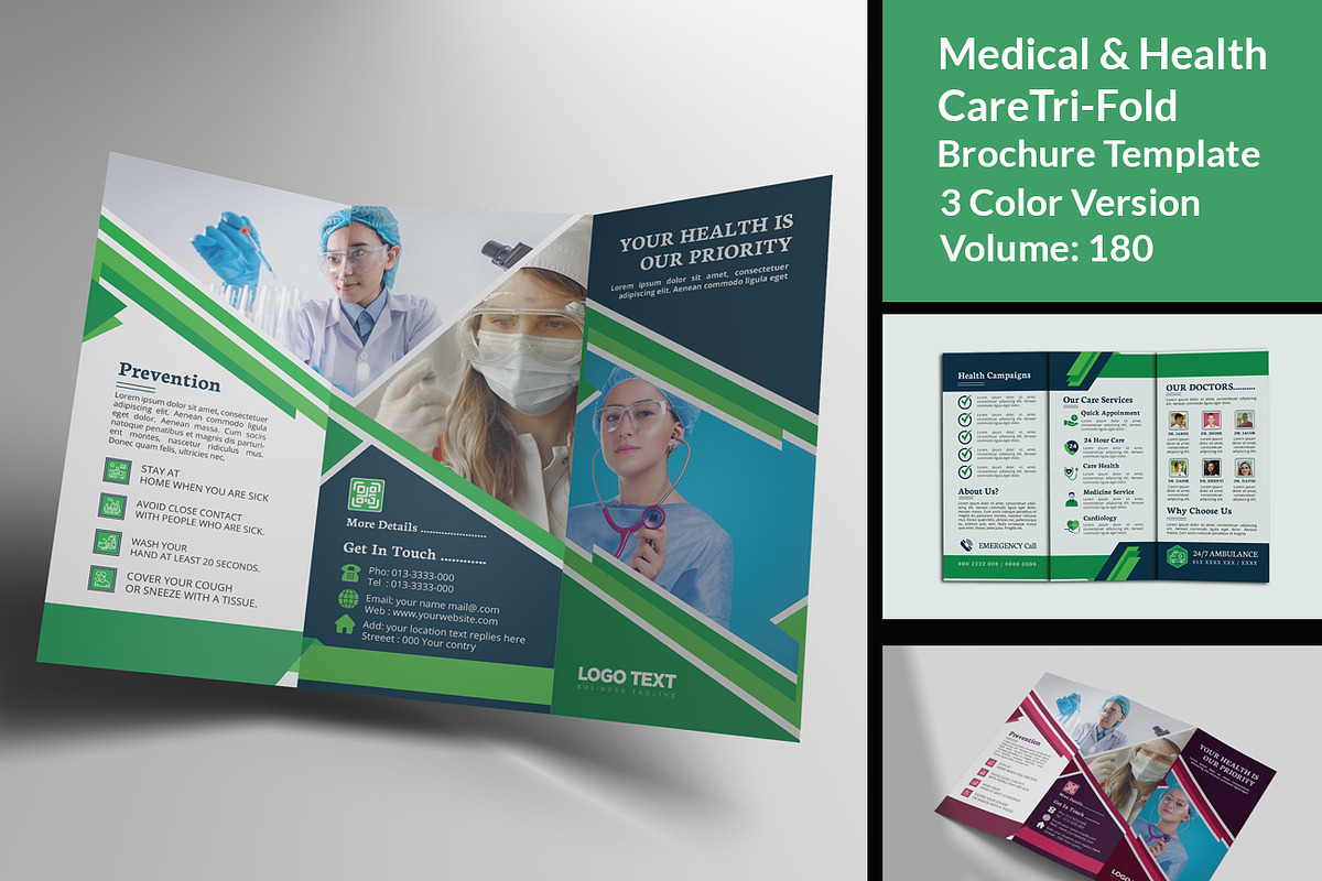 Medical Healthcare Trifold Brochure in Brochure Templates - product preview 8