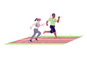 Man and woman running marathon