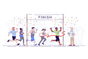 Marathon finish flat illustration