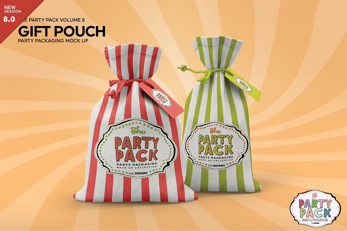 Party Gift Pouch Packaging Mockup in Branding Mockups - product preview 8