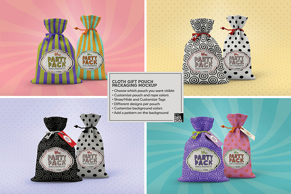 Party Gift Pouch Packaging Mockup in Branding Mockups - product preview 1