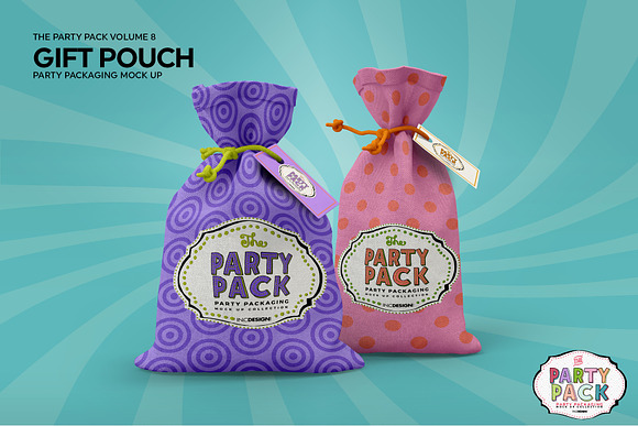 Party Gift Pouch Packaging Mockup in Branding Mockups - product preview 2