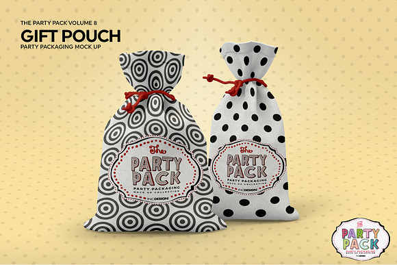 Party Gift Pouch Packaging Mockup in Branding Mockups - product preview 3