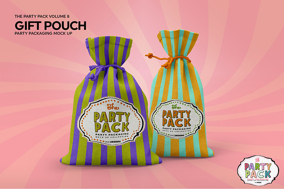 Party Gift Pouch Packaging Mockup in Branding Mockups - product preview 4