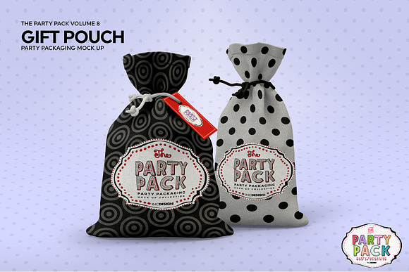 Party Gift Pouch Packaging Mockup in Branding Mockups - product preview 5