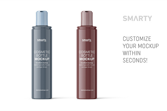 Glossy cosmetic bottle mockup in Product Mockups - product preview 2